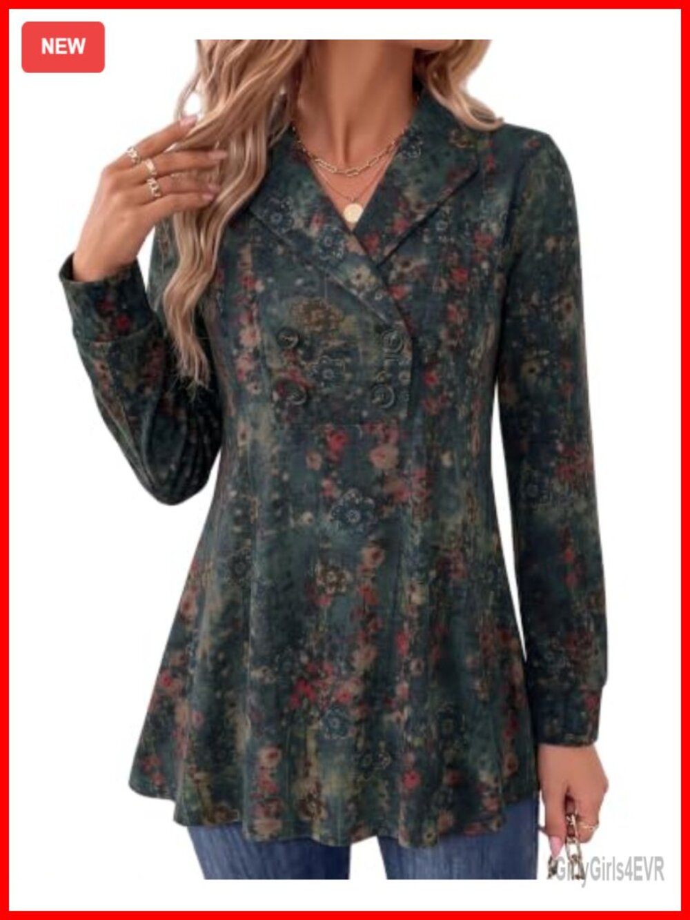 Womens Long Sleeve V Neck Tunic Sweatshirt Pullover Button Front Top